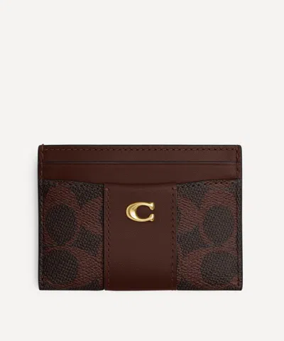 Coach Essential Card Case In Signature Canvas In Brown