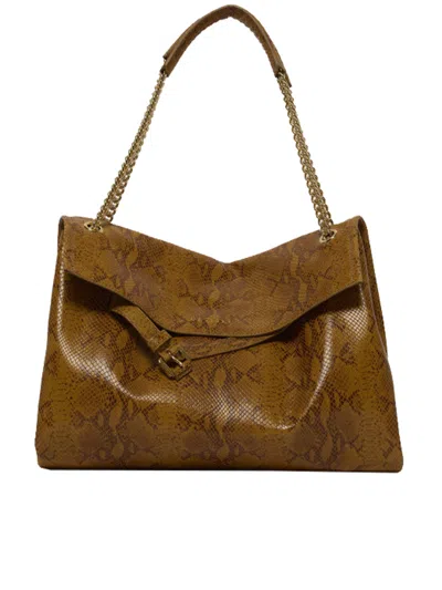 Orciani Venus Python-print Chain-strap Shoulder Bag In Brown