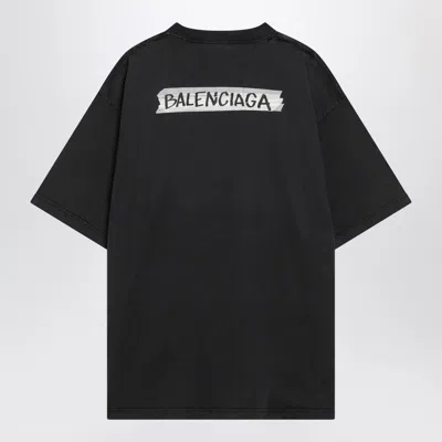 Balenciaga Medium Fit Masking Tape Logo Dry Jersey T-shirt In Black