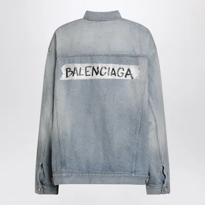 Balenciaga Collared Regular Jacket Long Sleeves Pockets In Blue