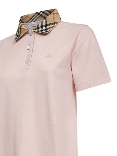 Burberry Piquet Polo Dress Checked Collar Short Sleeves In Pink