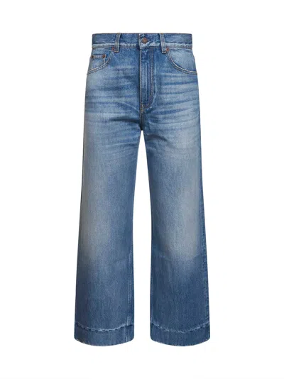 Chloé Women Dream Blue Denim High-rise Cropped Jeans In Multi