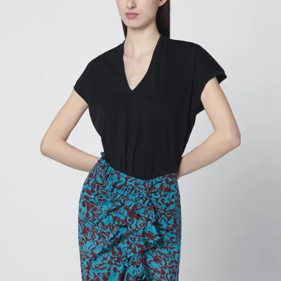 Dries Van Noten Black V-neck T-shirt In Black