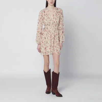 Isabel Marant Étoile Isabel Marant Etoile Loriena Beige Dress With Floral Print In Brown