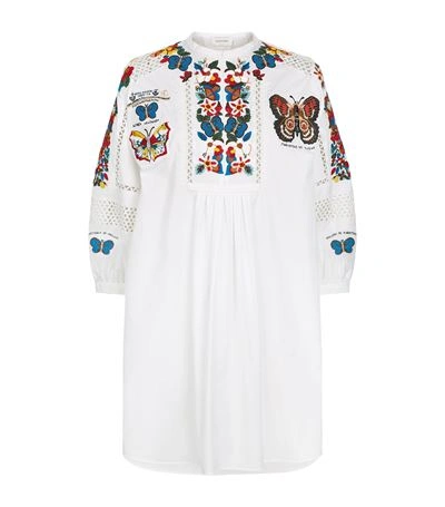 Valentino Embroidered Cotton Poplin Dress, White