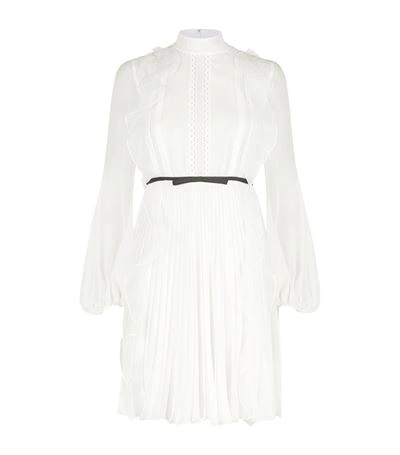 Giambattista Valli Lace-panelled Ruffled Silk-georgette Dress In Ivory ...