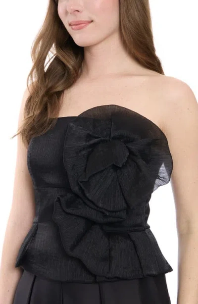 Muse Flower Organza Bustier In Black