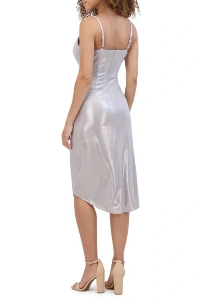Siena Liquid Foiled Knit Midi Dress In Gray