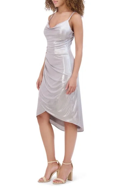 Siena Liquid Foiled Knit Midi Dress In Gray