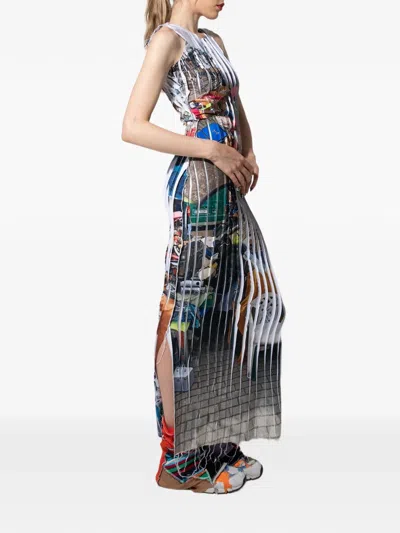 纹理圆领超长连衣裙