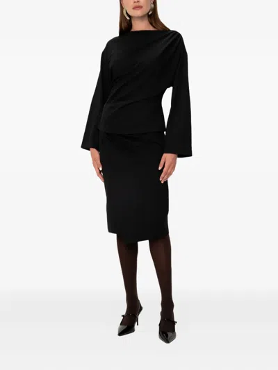 Viveh Hadar Draped Side-split Skirt In Black