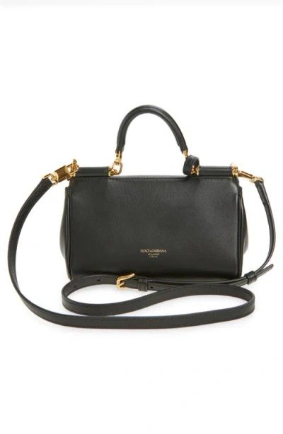 Dolce & Gabbana Medium Sicily Leather Handbag With Structured Design In Black