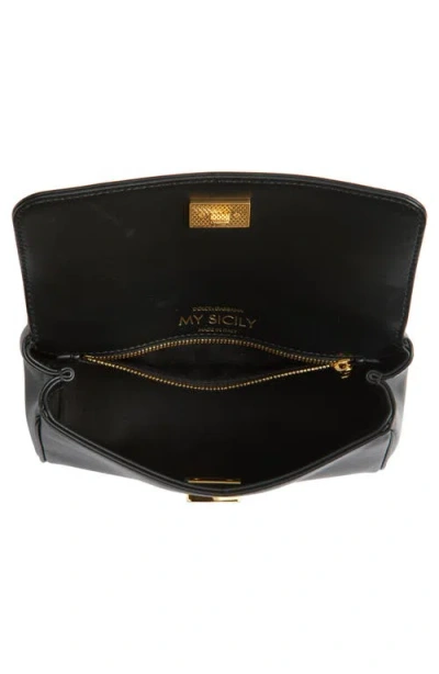 Dolce & Gabbana Medium Sicily Leather Handbag With Structured Design In Black