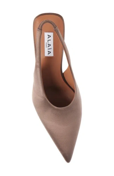 Alaïa Cube 75 Satin Slingback Wedge Pumps In Neutral