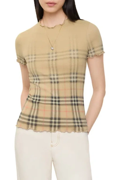 Burberry Womens Sand Ip Check Gradient-check Stretch-cotton Top In Brown