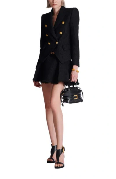 Balmain 6-button Tweed Jacket In Black