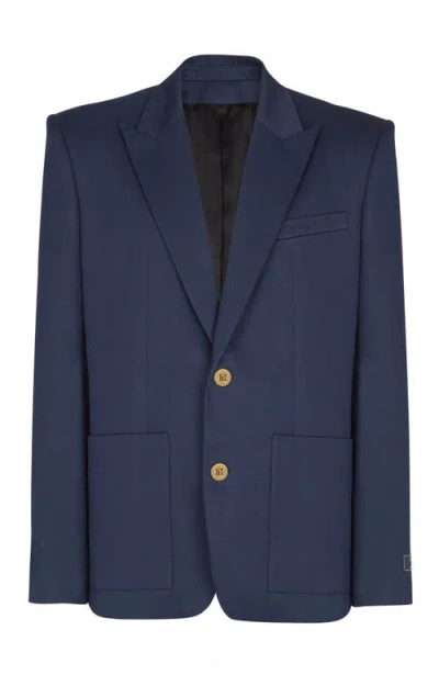 Balmain Cotton Twill 2-buttons Jacket In Blue