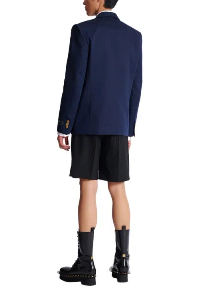 Balmain Cotton Twill 2-buttons Jacket In Blue