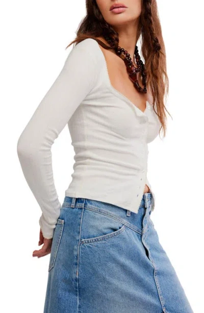 Free People End Game Pointelle Long Sleeve In White