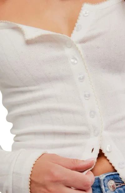 Free People End Game Pointelle Long Sleeve In White