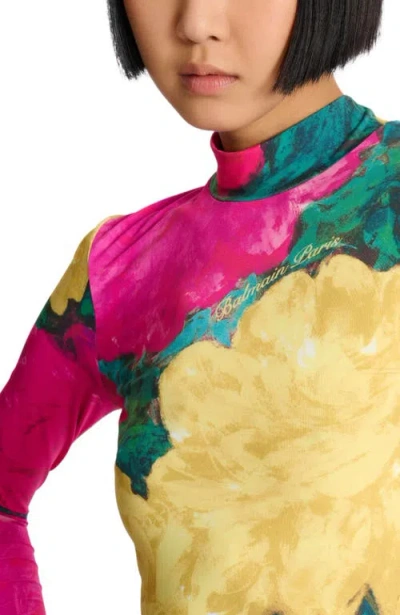 Balmain Printed High-neck Top In Multi