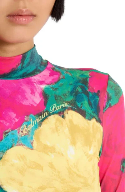 Balmain Printed High-neck Top In Multi