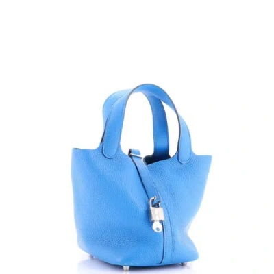 Pre-owned Hermes  Hermes Picotin Lock Bag Clemence Pm In Blue