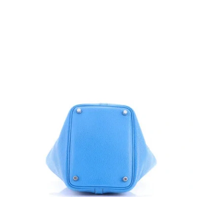 Pre-owned Hermes  Hermes Picotin Lock Bag Clemence Pm In Blue