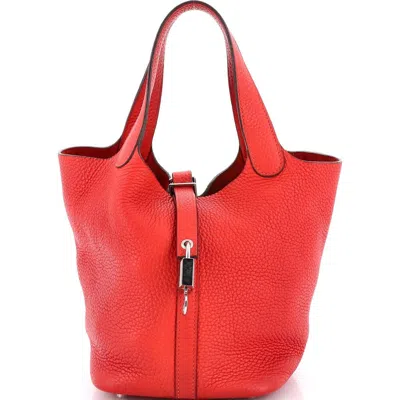 Pre-owned Hermes  Hermes Picotin Lock Bag Clemence Pm In Red