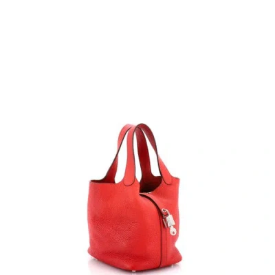 Pre-owned Hermes  Hermes Picotin Lock Bag Clemence Pm In Red