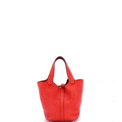 Pre-owned Hermes  Hermes Picotin Lock Bag Clemence Pm In Red