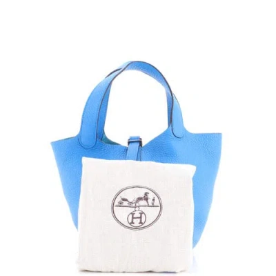 Pre-owned Hermes  Hermes Picotin Lock Bag Clemence Pm In Blue