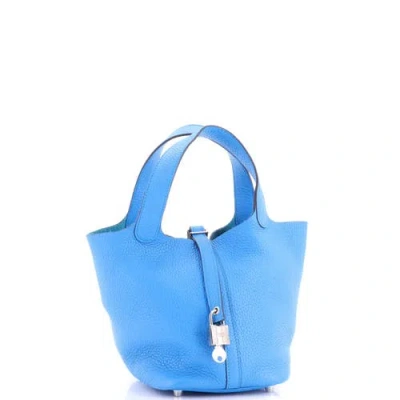 Pre-owned Hermes  Hermes Picotin Lock Bag Clemence Pm In Blue