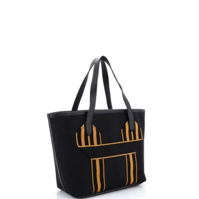 Pre-owned Hermes  Hermes Pursangle Tote Canvas With Leather In Black