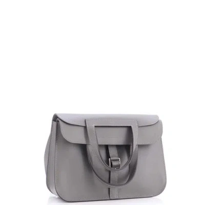 Pre-owned Hermes  Hermes Halzan Bag Evercolor 25 In Gray