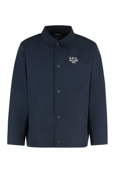 Apc A.p.c. Regis Cotton Blend Overshirt In Blue