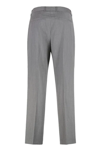 Hugo Boss Trousers Wool Pinstripe Pattern In Gray