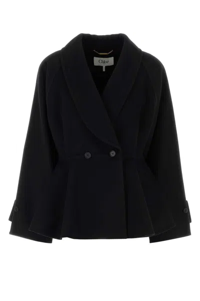 Chloé Chloe Women Short Coat With Ruffles In Black