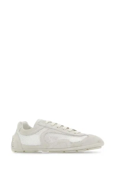 Prada Montecarlo Re-edition 2005 Suede And Mesh Sneakers In White