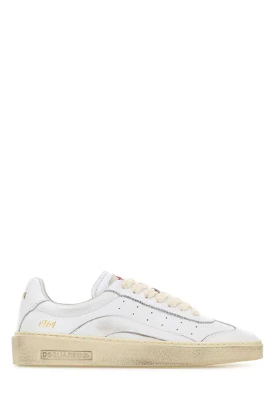 Dsquared2 Rider Sneakers Low Top Perforated Rubber Sole In White