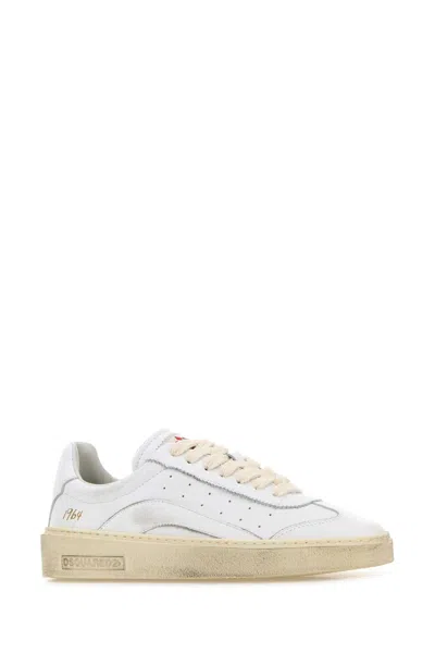 Dsquared2 Rider Sneakers Low Top Perforated Rubber Sole In White
