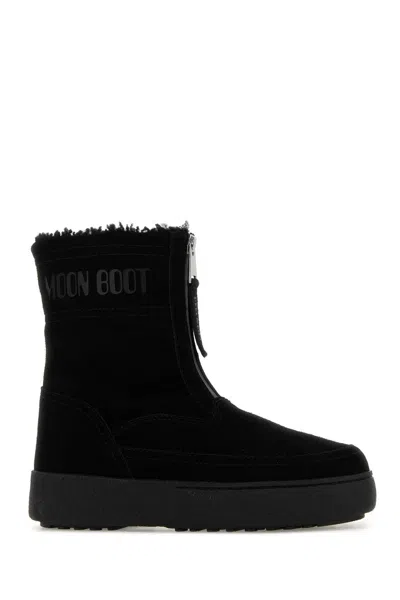 Moon Boot Ltrack Lara Zip-front Shearling Boots In Black