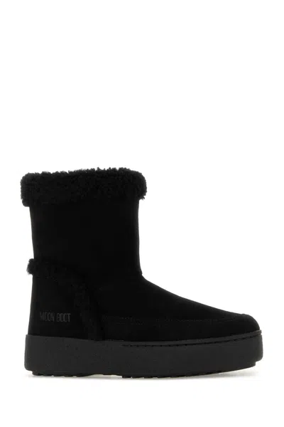 Moon Boot Ltrack Lara Zip-front Shearling Boots In Black