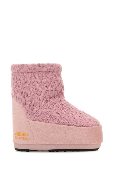 Moon Boot X Guest In Residence Icon Low No Lace Knit Boots In Pink