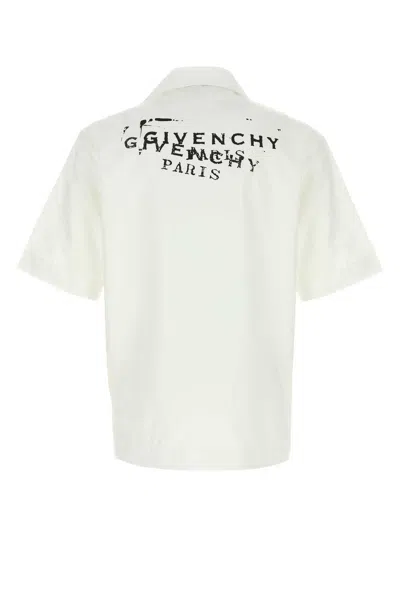 Givenchy Convertible-collar Logo-print Cotton-poplin Shirt In Neutral