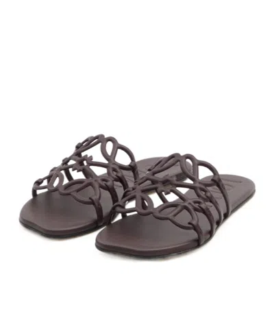 Loewe Leather Slides In Black