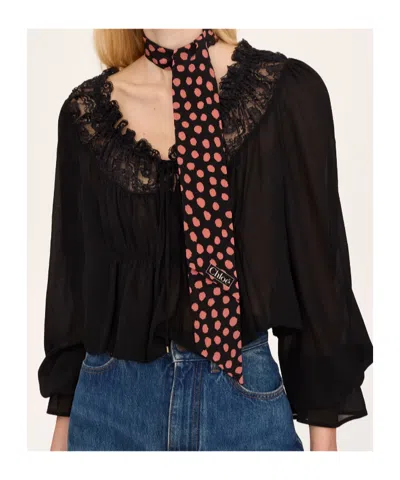 Chloé Spotted Bandeau Scarf In Black