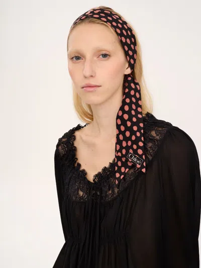 Chloé Spotted Bandeau Scarf In Black