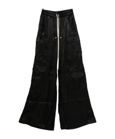 Rick Owens Womens Black Cargobelas Wide-leg Satin Trousers In Black