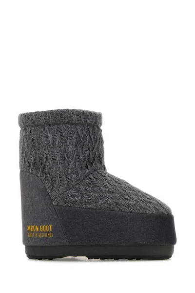 Moon Boot Dark Grey Fabric  X Guest In Residence Icon Low Ankle Boots In Gray
